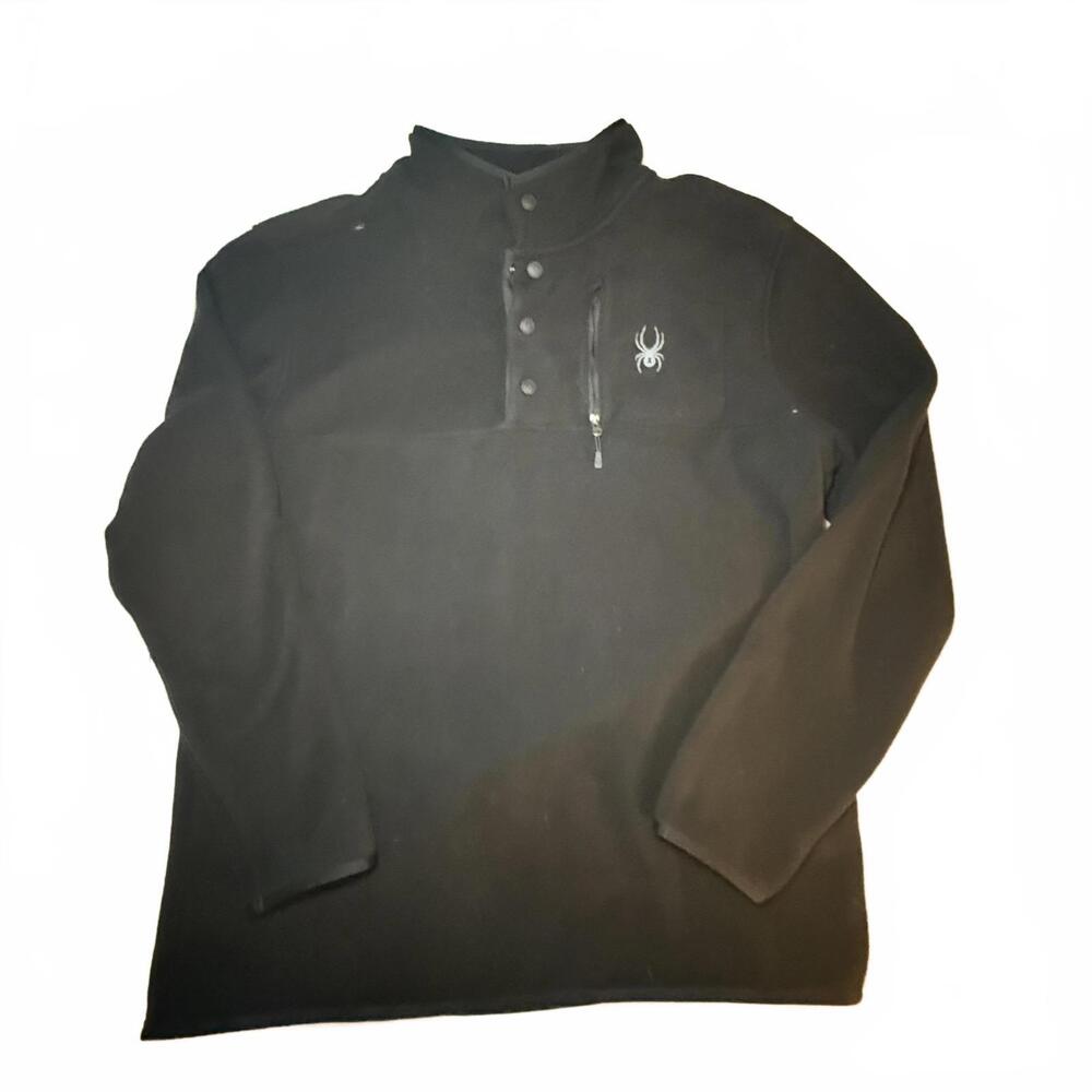Spyder Black Fleece Quarter Snap Performance Pullover. Mens Size MEDIUM